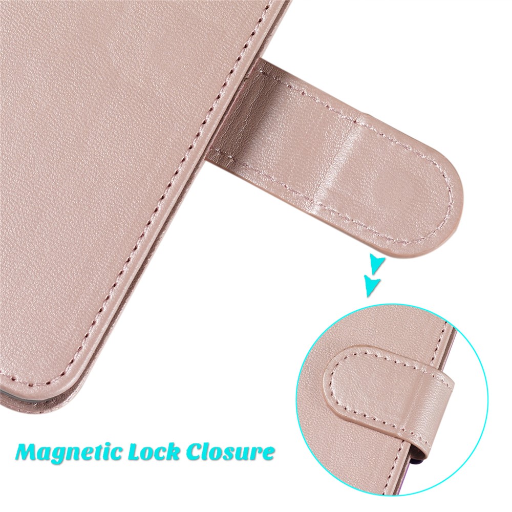 Solid Color Leather Wallet Stand Phone Case Cover for Samsung Galaxy A70 - Light Pink-10