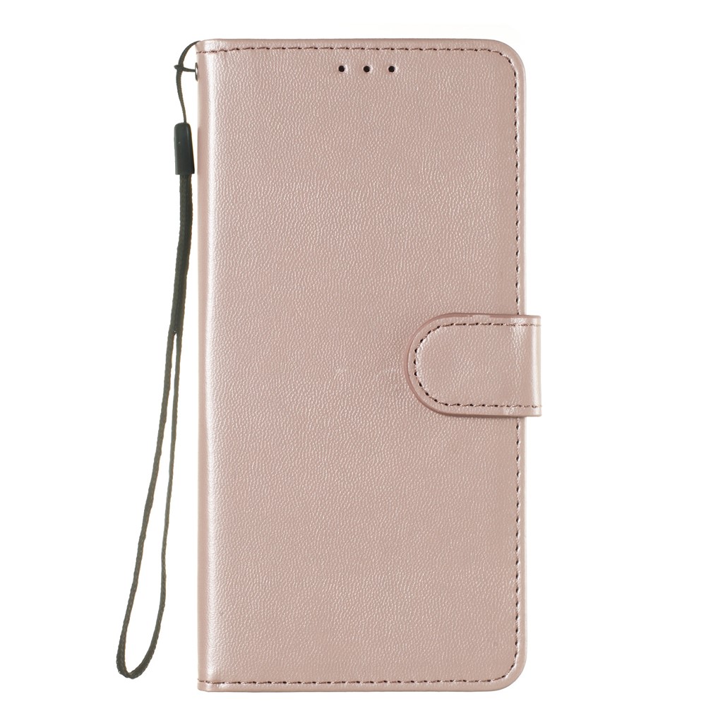 Feste Farbige Leder -brieftaschenständer Telefonbehörde Für Samsung Galaxy A70 - Hell-pink