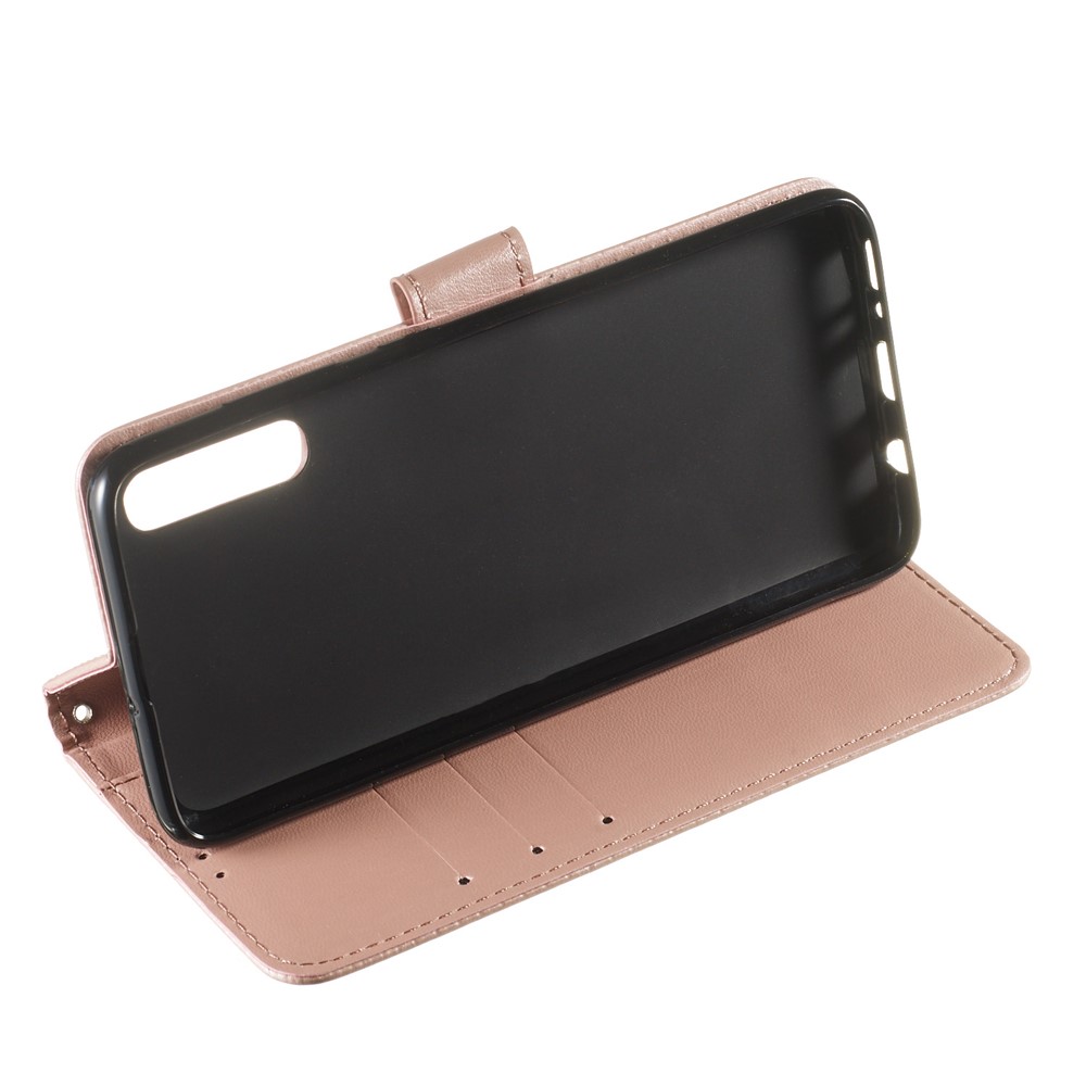 Solid Color Leather Store Case de la Caja Del Teléfono Para Samsung Galaxy A70 - Rosa Claro