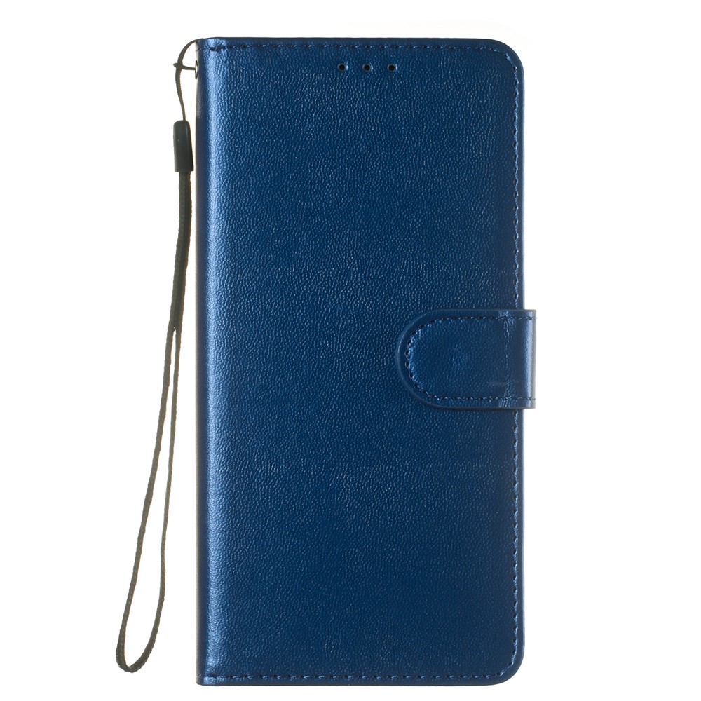 Solid Color Leather Wallet Stand Phone Case Cover for Samsung Galaxy A70 - Blue-2