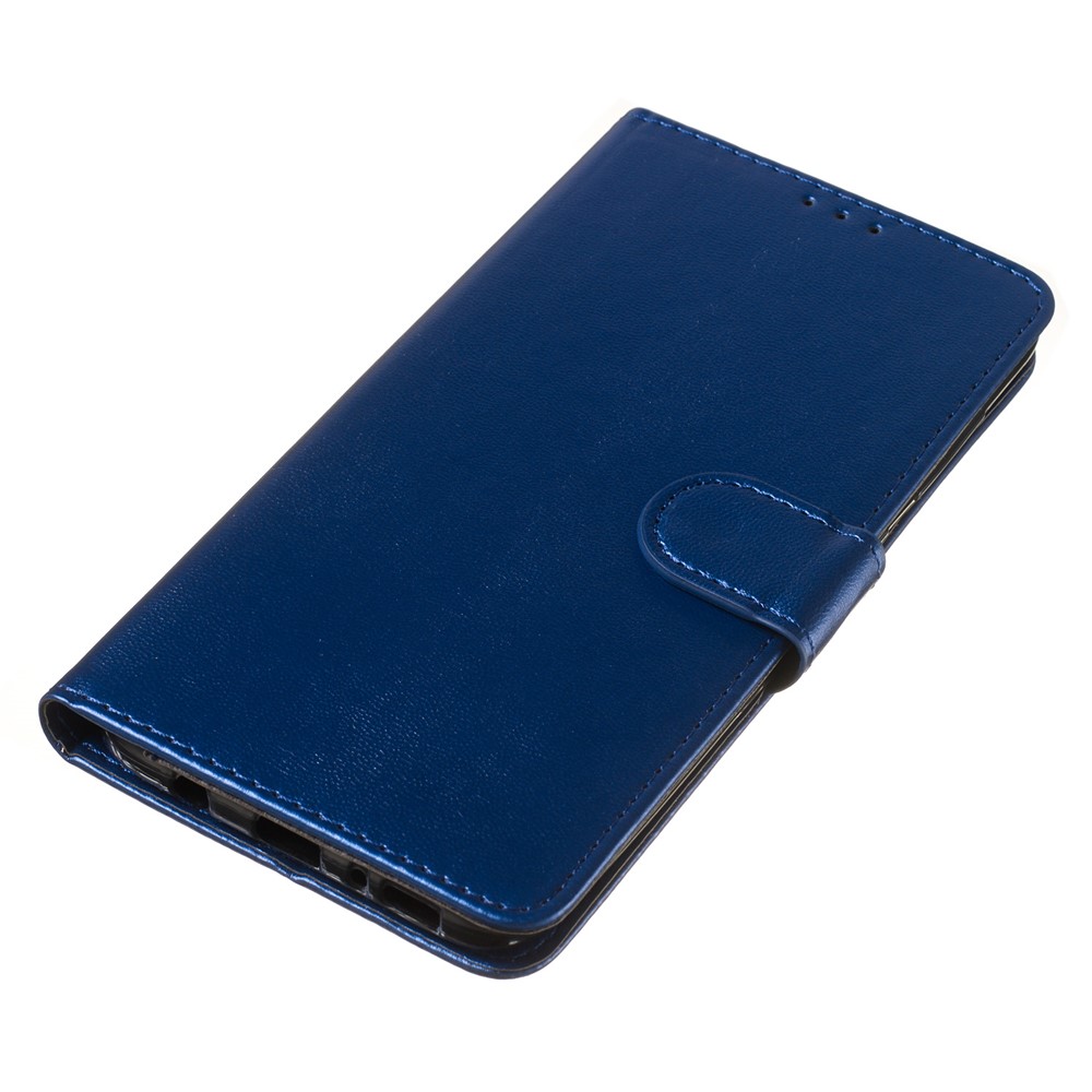 Solid Color Leather Wallet Stand Phone Case Cover for Samsung Galaxy A70 - Blue-5