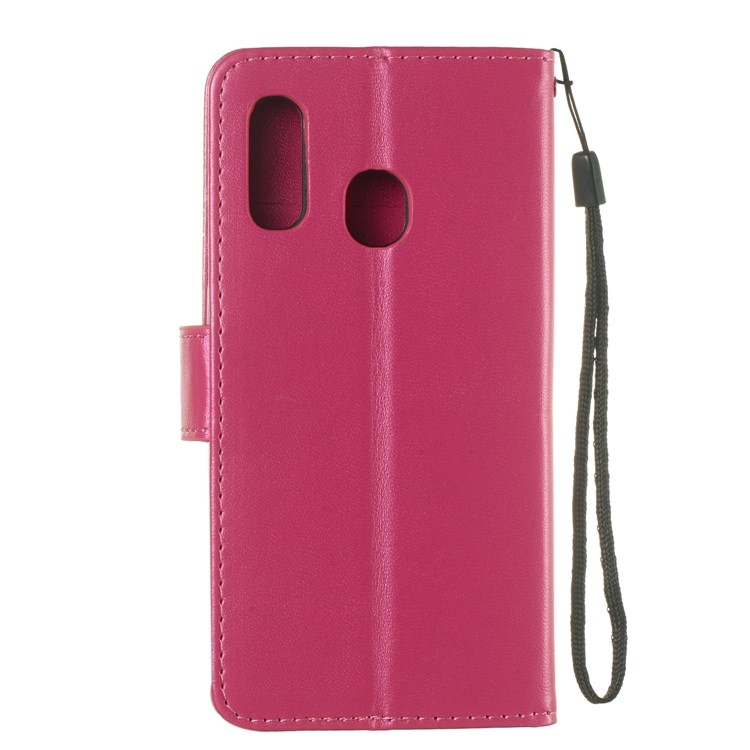 Solid Color Leather Wallet Stand Phone Case Cover for Samsung Galaxy A40 - Rose-3