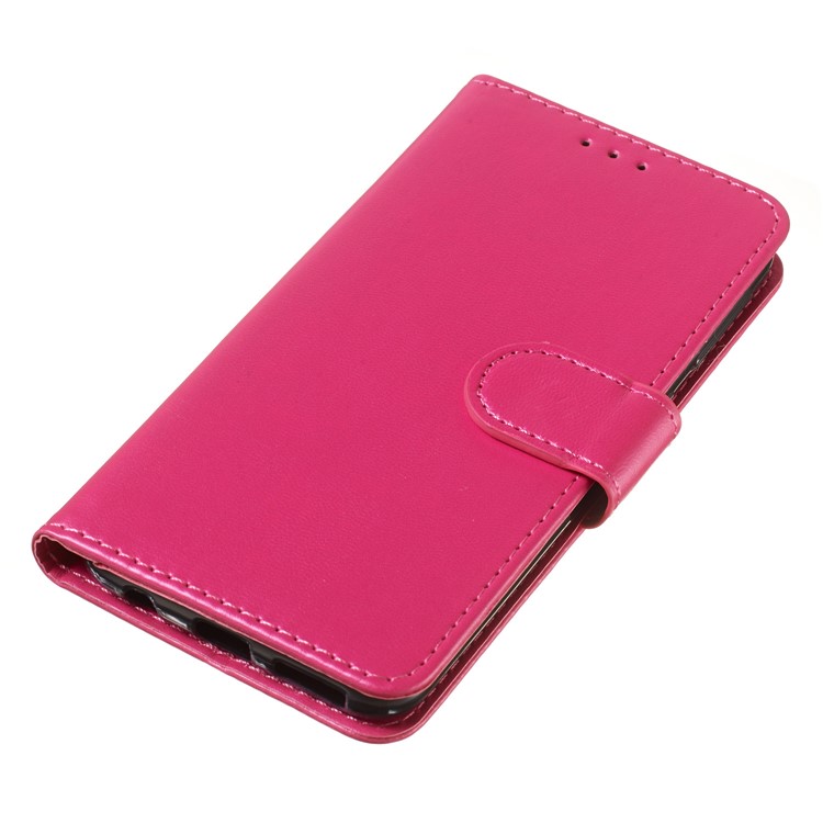 Solid Color Leather Wallet Stand Phone Case Cover for Samsung Galaxy A40 - Rose-5