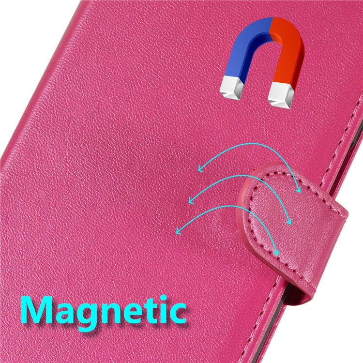 Solid Color Leather Wallet Stand Phone Case Cover for Samsung Galaxy A40 - Rose-8