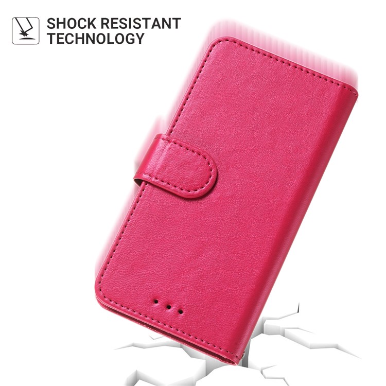 Solid Color Leather Wallet Stand Phone Case Cover for Samsung Galaxy A40 - Rose-9