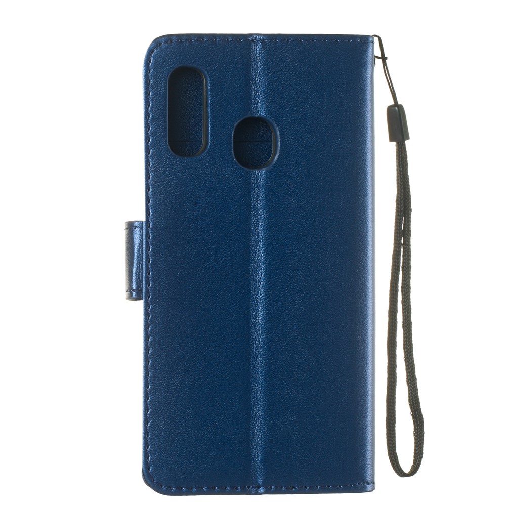 Cubierta De La Caja Del Teléfono Del Soporte De La Cartera Del Cuero Del Color Sólido Para La Galaxia A40 De Samsung - Azul-3