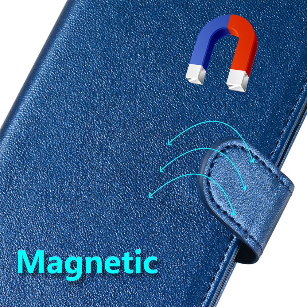 Feste Farbige Leder -brieftaschenständer Telefonbehörde Für Samsung Galaxy A40 - Blau-8