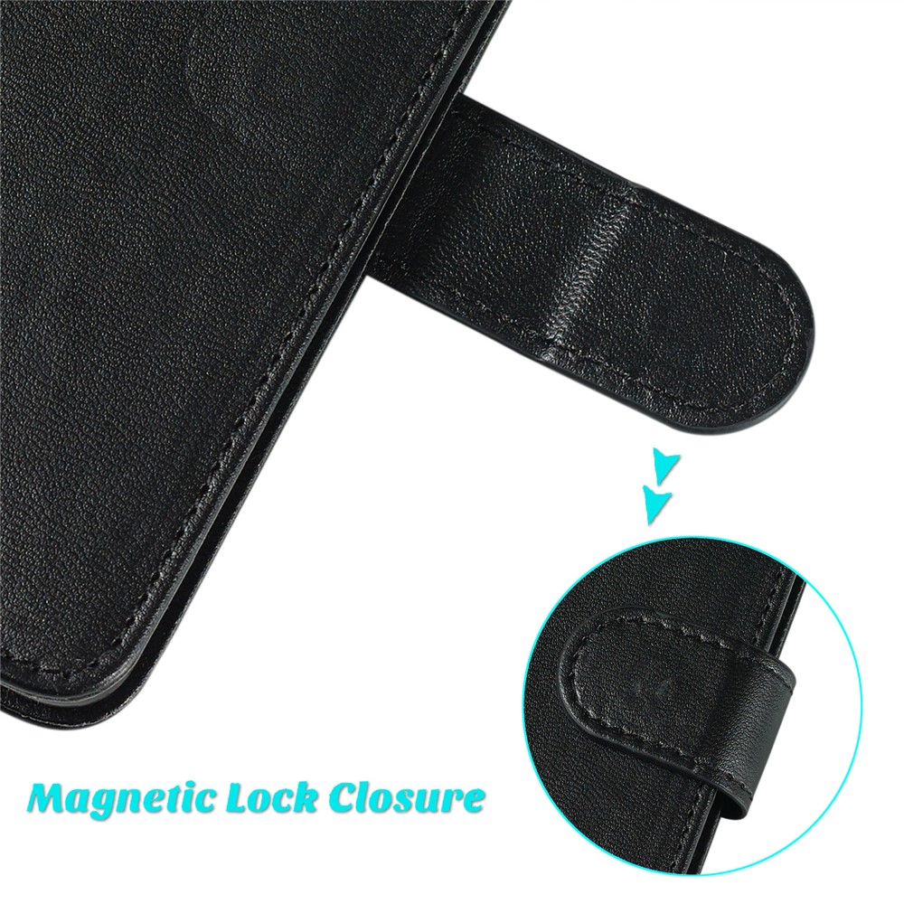 Einfarbig Leder Brieftasche Stand Telefon Fall Deckung Für Samsung Galaxy A40 - Schwarz-10