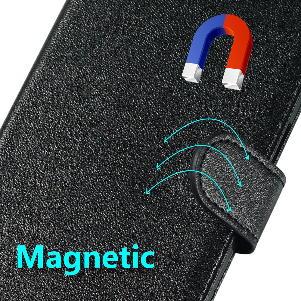Einfarbig Leder Brieftasche Stand Telefon Fall Deckung Für Samsung Galaxy A40 - Schwarz-8