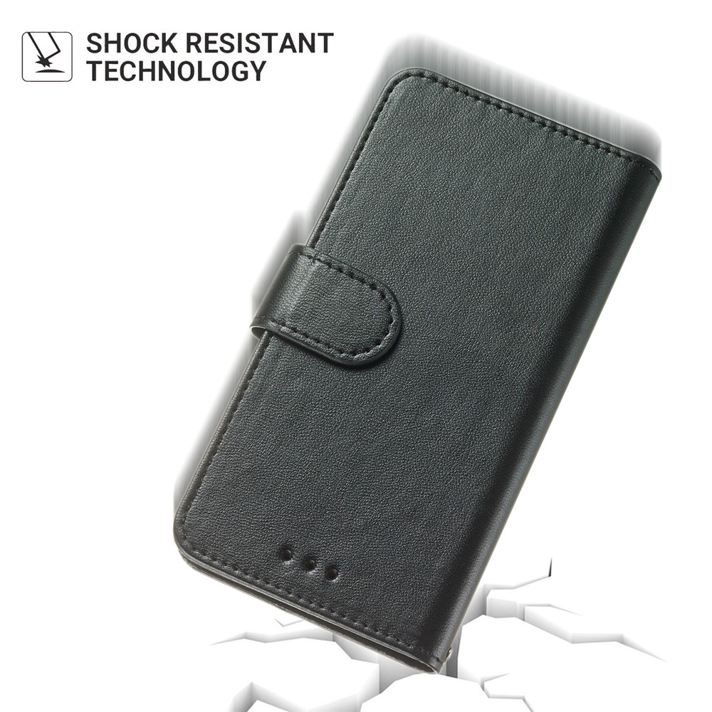 Einfarbig Leder Brieftasche Stand Telefon Fall Deckung Für Samsung Galaxy A40 - Schwarz-9