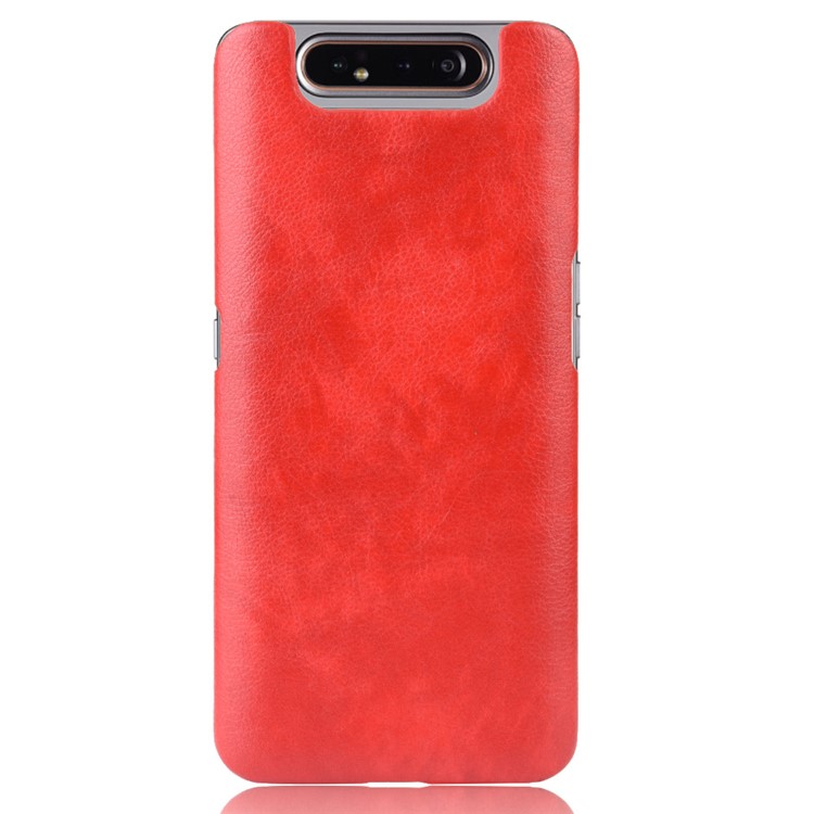 Litchi Texture PU Leather Coated PC Hard Case for Samsung Galaxy A80 / A90 - Red-2