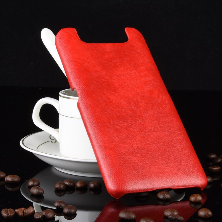 Litchi Texture PU Leather Coated PC Hard Case for Samsung Galaxy A80 / A90 - Red-5