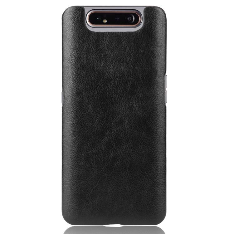 Litchi Texture PU Leather Coated PC Hard Case for Samsung Galaxy A80 / A90 - Black-2