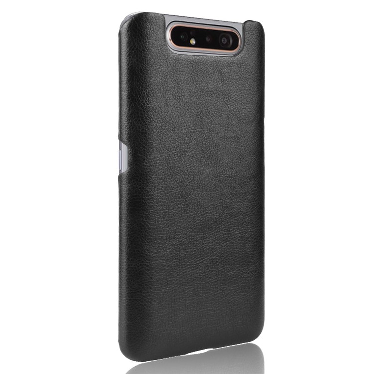 Litchi Texture PU Leather Coated PC Hard Case for Samsung Galaxy A80 / A90 - Black-3
