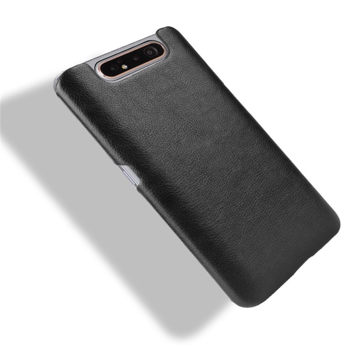 Litchi Texture PU Leather Coated PC Hard Case for Samsung Galaxy A80 / A90 - Black-4