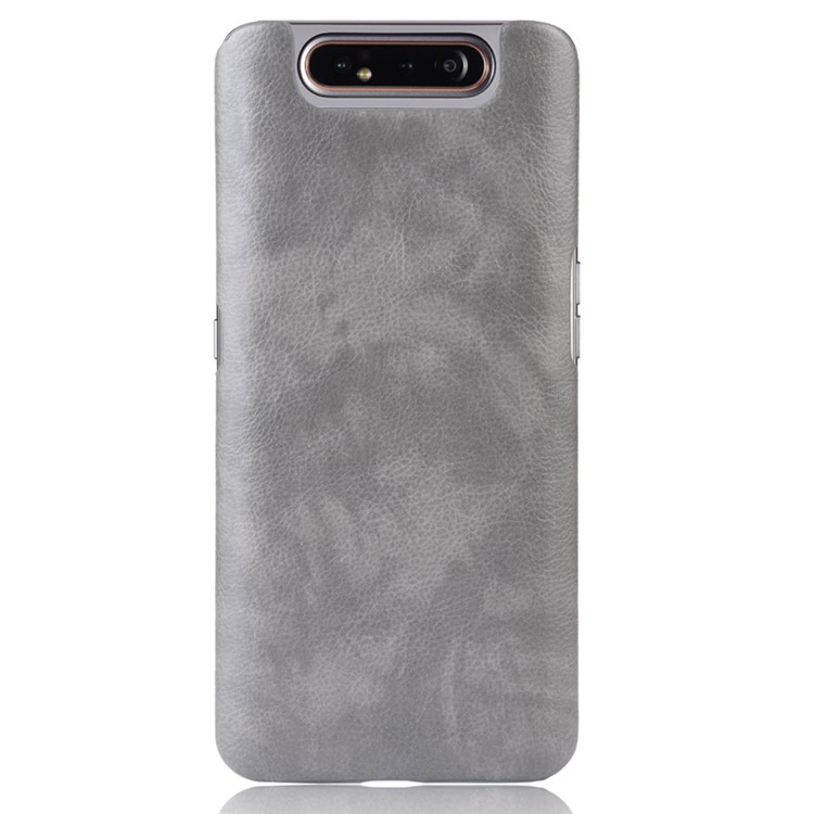 Litschi Textur PU-Leder Beschichtet PC Hard Case Für Samsung Galaxy A80 / A90 - Grau-2