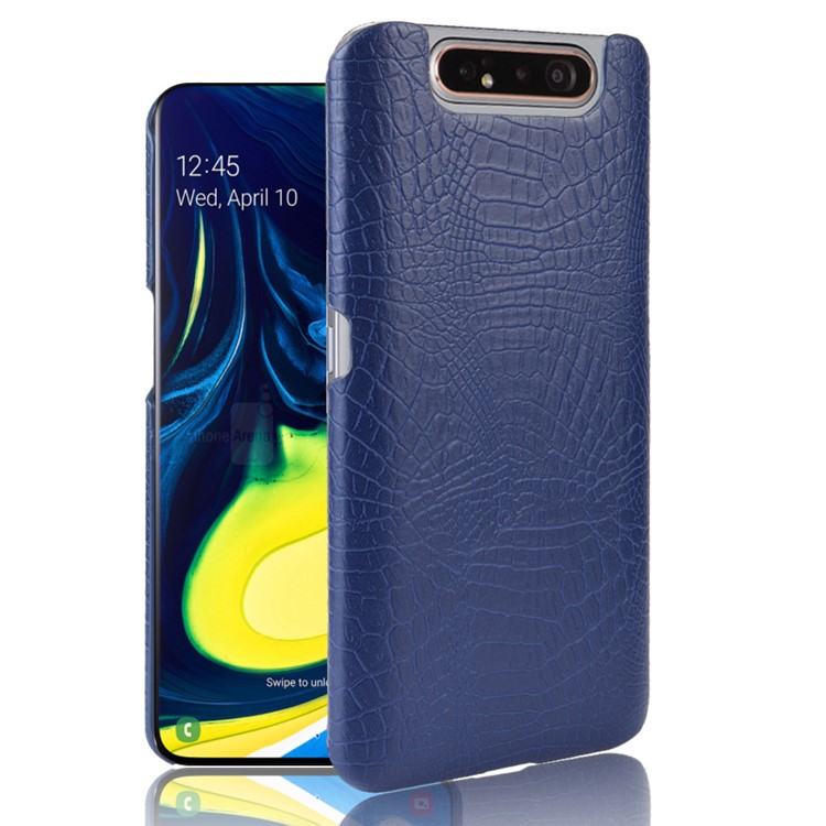 Crocodile Texture PU Leather Coated PC Phone Cover for Samsung Galaxy A80 / A90 - Dark Blue-1