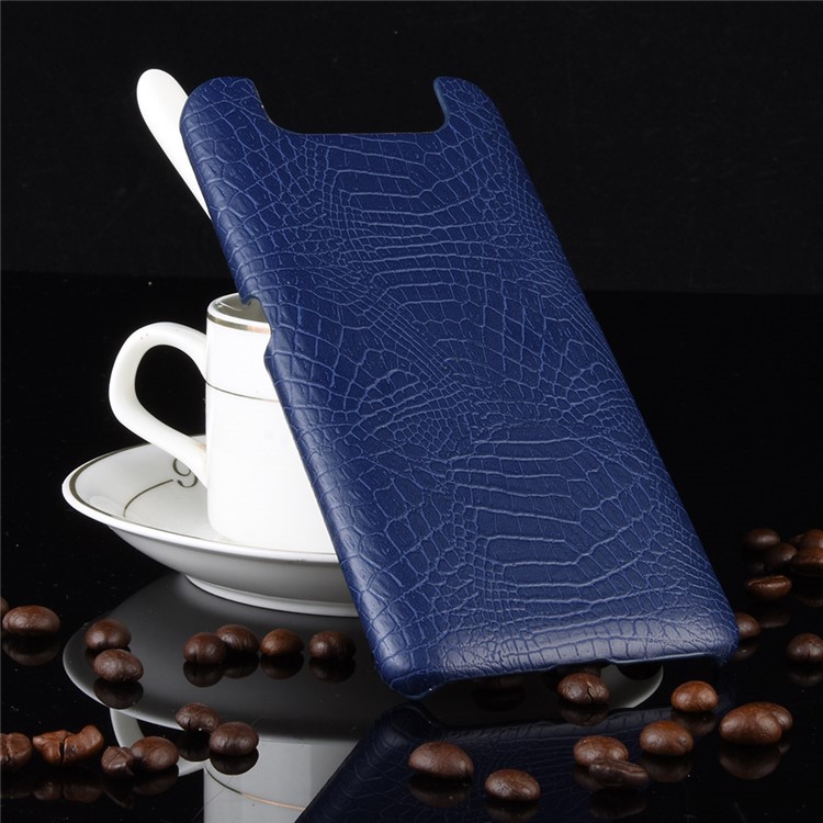 Crocodile Texture PU Leather Coated PC Phone Cover for Samsung Galaxy A80 / A90 - Dark Blue-4