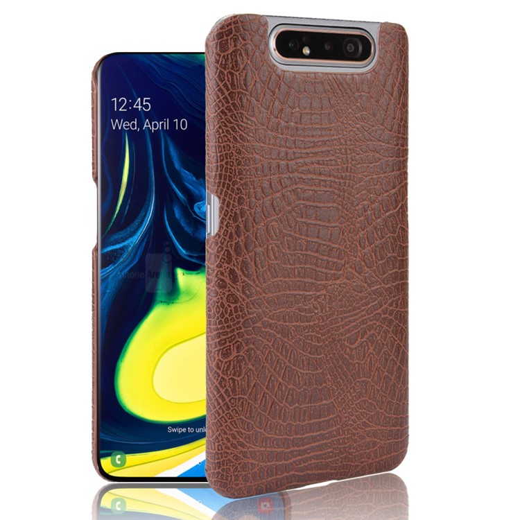 Crocodile Texture PU Leather Coated PC Phone Cover for Samsung Galaxy A80 / A90 - Brown-1