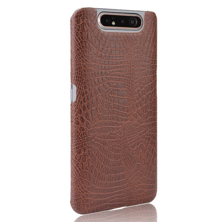 Crocodile Texture PU Leather Coated PC Phone Cover for Samsung Galaxy A80 / A90 - Brown-3