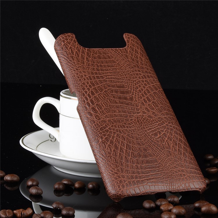 Crocodile Texture PU Leather Coated PC Phone Cover for Samsung Galaxy A80 / A90 - Brown-4