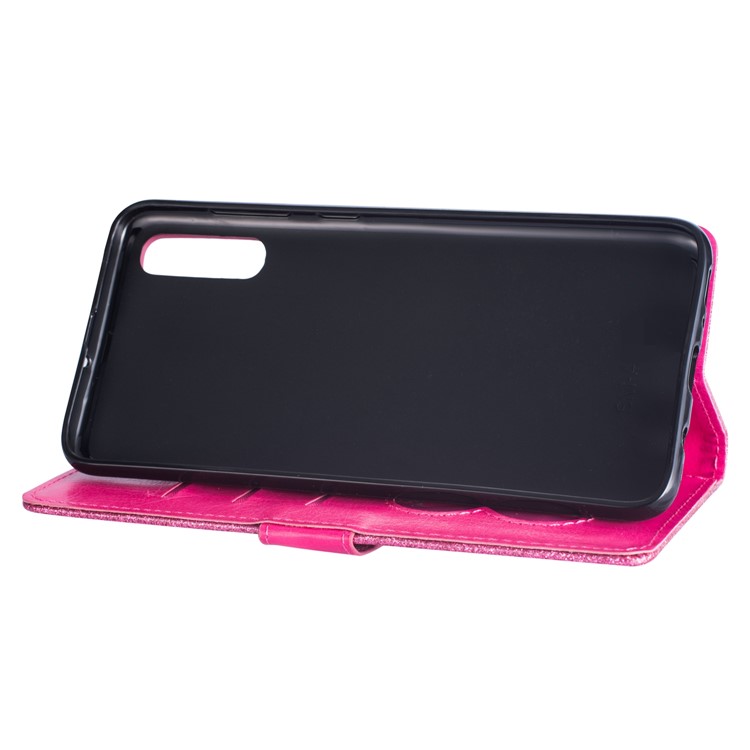 Glitter Powder Zippered Stand Leather Wallet Case with Strap for Samsung Galaxy A50/A50s/A30s - Rose-5