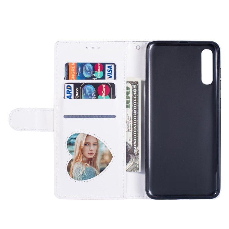 Glitter Powder Zippered Stand Leather Wallet Case with Strap for Samsung Galaxy A50/A50s/A30s - Silver-7