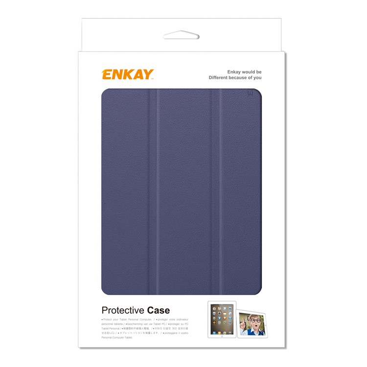 ENKAY for Samsung Galaxy Tab A 8.0 (2019) with S Pen P200 P205 Tri-fold PU Leather Stand Shell - Dark Blue-9