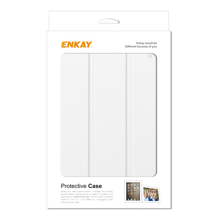 ENKAY for Samsung Galaxy Tab A 8.0 (2019) with S Pen P200 P205 Tri-fold PU Leather Stand Shell - White-9