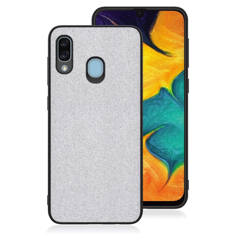 

Ткань Текстуры PU Кожаный Чехол Для Телефона ТПУ Для Samsung Galaxy A30 - Белый, Galaxy A30