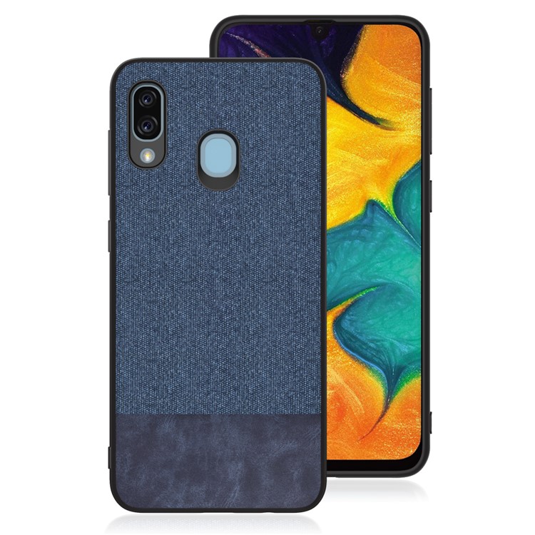 

Ткань Текстуры PU Кожаный Чехол Для Телефона ТПУ Для Samsung Galaxy A30 - Темно Синяя Ткань / Темно-синяя Кожа, Galaxy A30