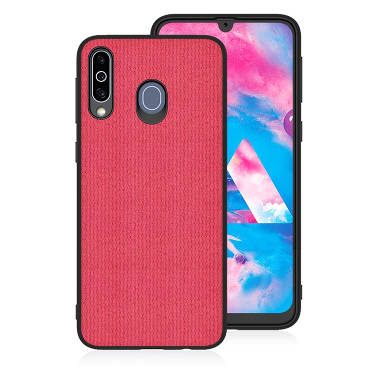 

Ткань Текстуры PU Кожаный Чехол Для Телефона ТПУ Для Samsung Galaxy M30 - Красный, Galaxy M30