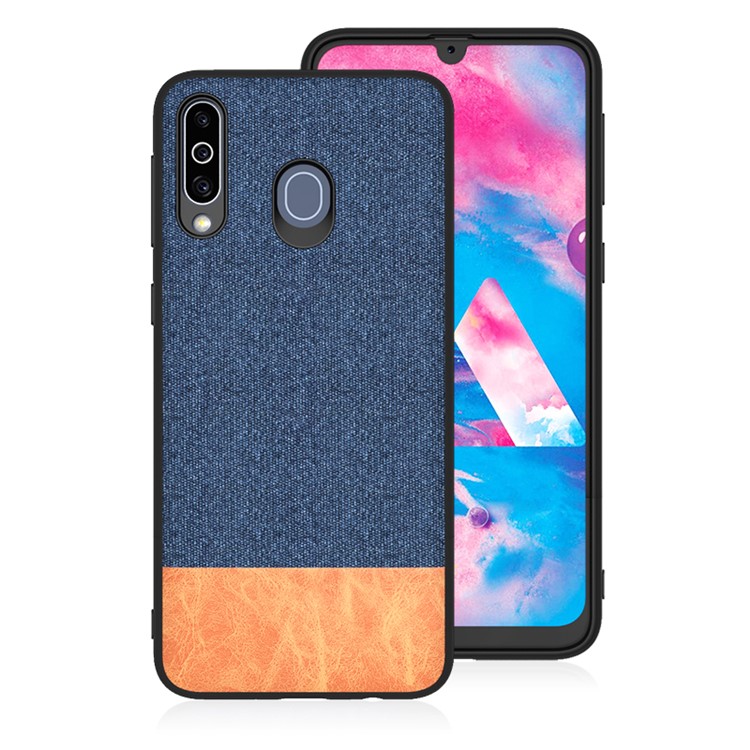 

Ткань Текстуры PU Кожаный Чехол Для Телефона ТПУ Для Samsung Galaxy M30 - Темно-синий / Коричневый, Galaxy M30