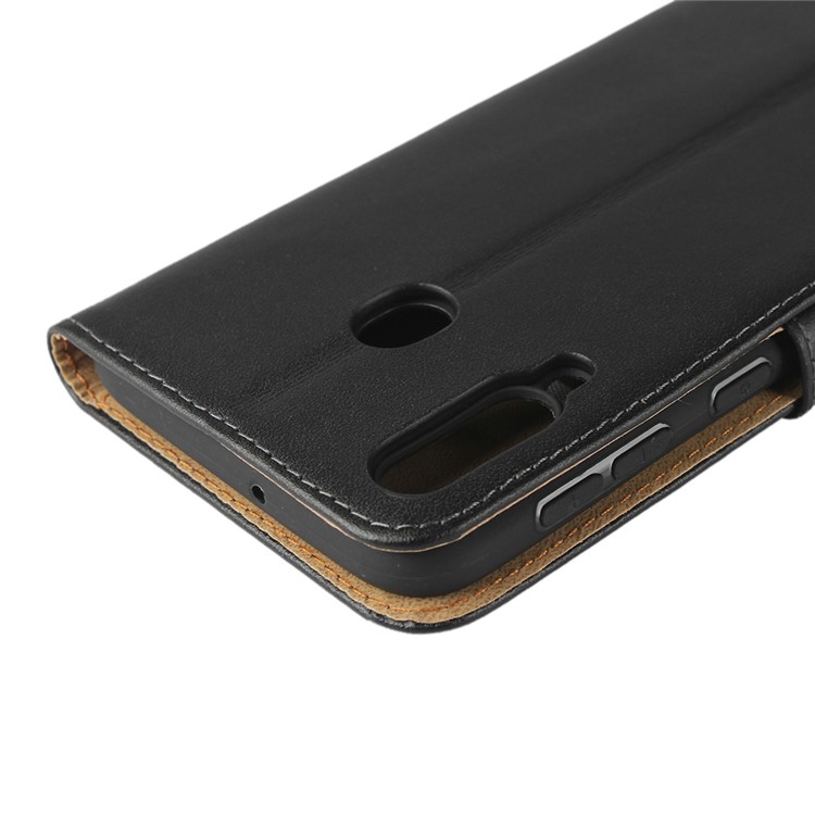 Genuine Leather Wallet Phone Cover wth Stand for Samsung Galaxy M30 - Black-11