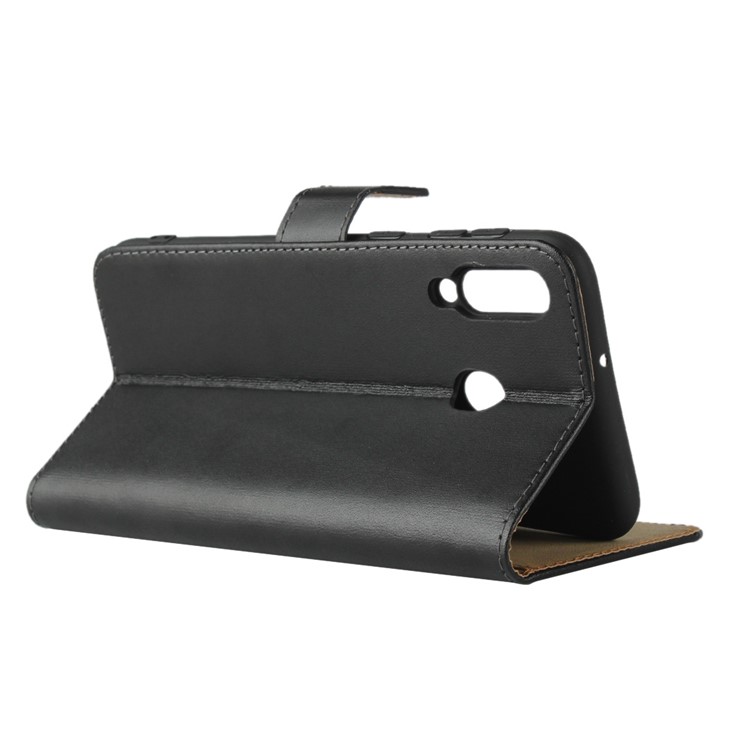 Genuine Leather Wallet Phone Cover wth Stand for Samsung Galaxy M30 - Black-6