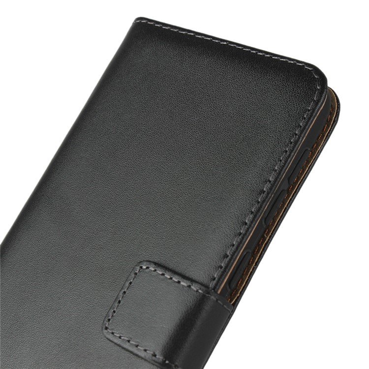 Genuine Leather Wallet Phone Cover wth Stand for Samsung Galaxy M30 - Black-8