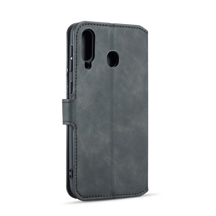 DG.MING Retro Style Wallet Leather Stand Case for Samsung Galaxy M30 - Black-3