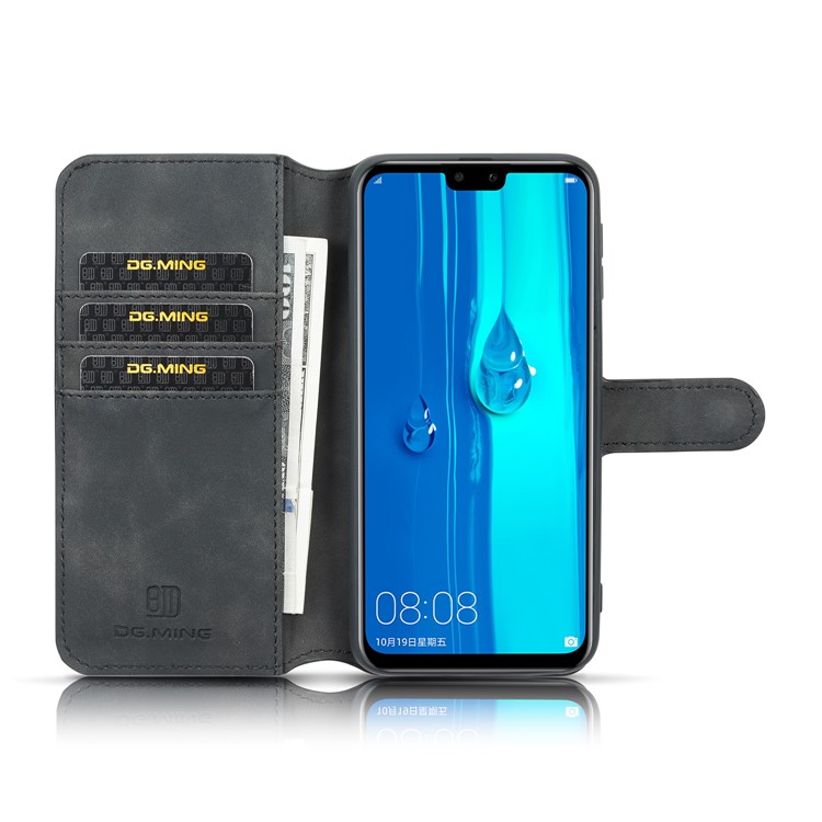 DG.MING Retro Style Wallet Leather Stand Case for Samsung Galaxy M30 - Black-4