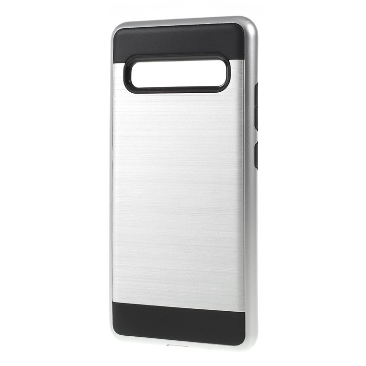 Brushed TPU + PC Hybrid Case for Samsung Galaxy S10 5G - Silver-2