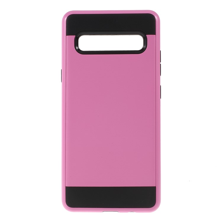 Brushed TPU + PC Hybrid Case for Samsung Galaxy S10 5G - Pink-1