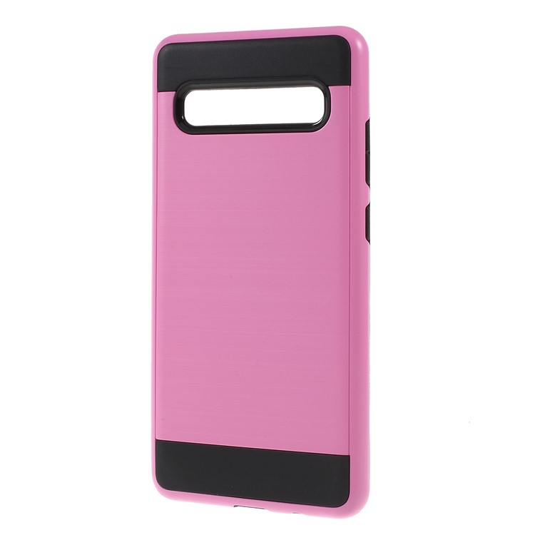 Brushed TPU + PC Hybrid Case for Samsung Galaxy S10 5G - Pink-2