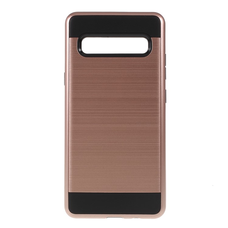 Caso Híbrido TPU + PC Escovado Para Samsung Galaxy S10 5G - Rosa Ouro-1