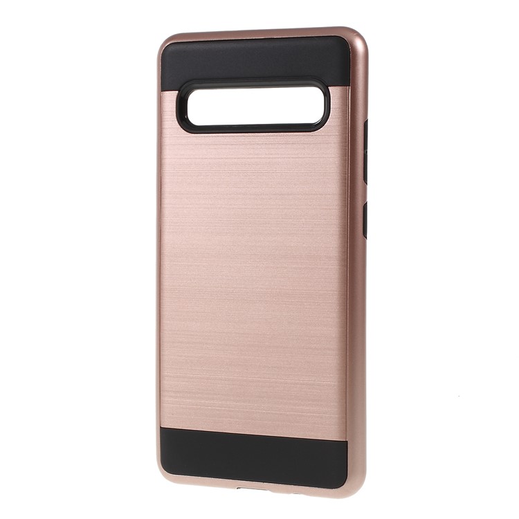 Caso Híbrido TPU + PC Escovado Para Samsung Galaxy S10 5G - Rosa Ouro-2