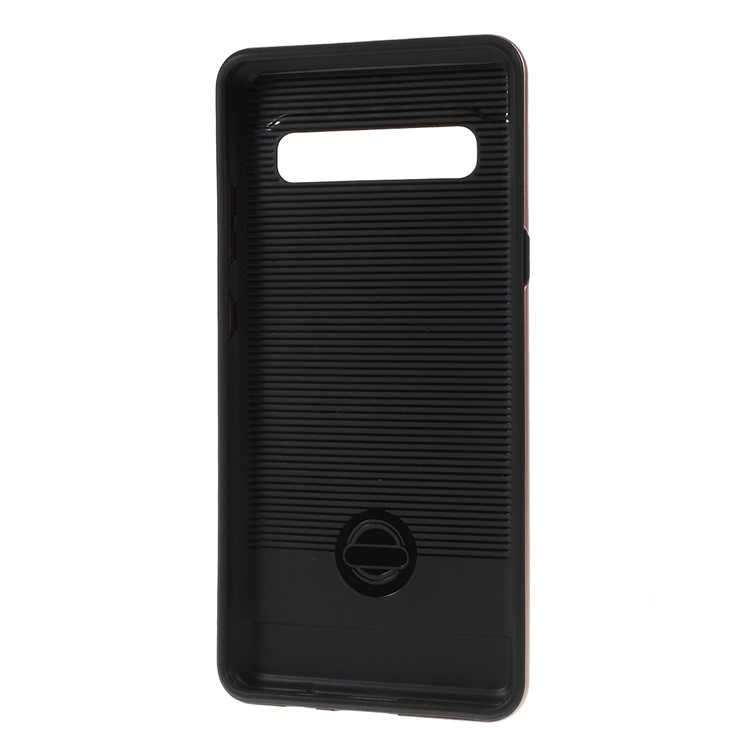 Caso Híbrido TPU + PC Escovado Para Samsung Galaxy S10 5G - Rosa Ouro-3