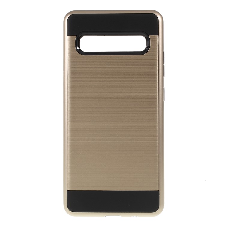 Brushed TPU + PC Hybrid Case for Samsung Galaxy S10 5G - Gold-1
