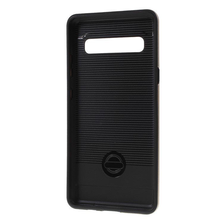 Brushed TPU + PC Hybrid Case for Samsung Galaxy S10 5G - Gold-3