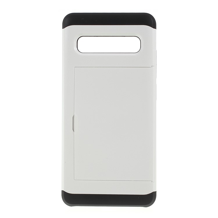 PC + TPU Hybrid Case with Card Slot for Samsung Galaxy S10 5G - White-1