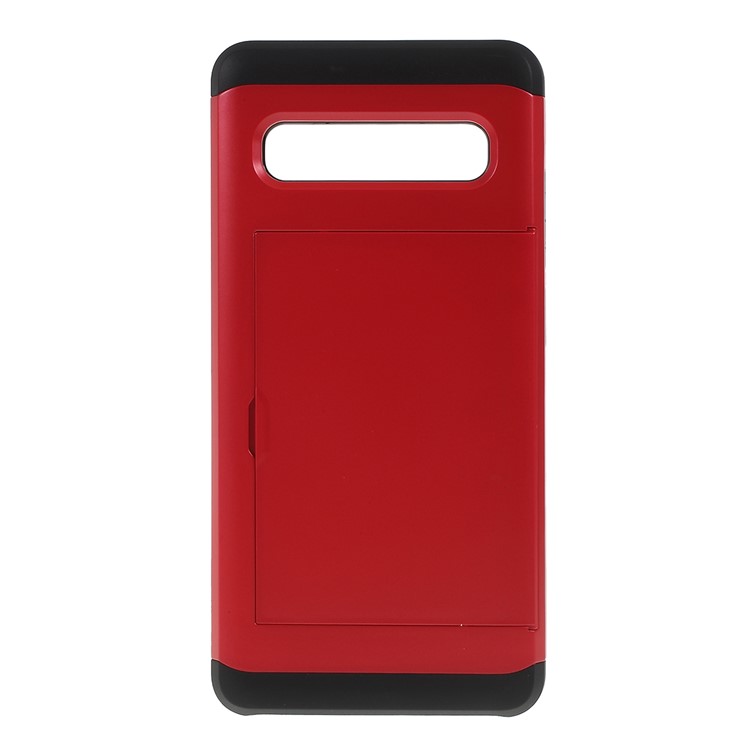 PC + TPU Hybrid Case with Card Slot for Samsung Galaxy S10 5G - Red-1