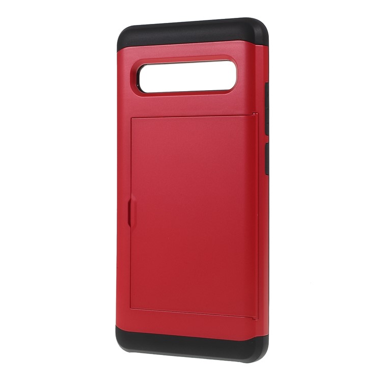 PC + TPU Hybrid Case with Card Slot for Samsung Galaxy S10 5G - Red-2