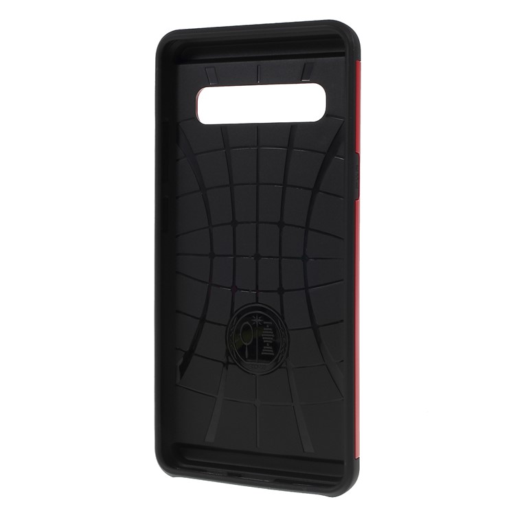 PC + TPU Hybrid Case with Card Slot for Samsung Galaxy S10 5G - Red-3